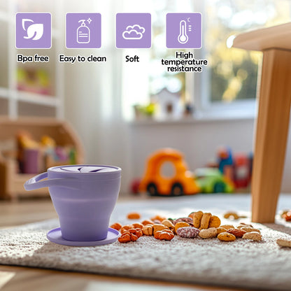1Pcs Solid Colors Baby Snack Cup Collapsible Portable Food Storage Box Silicone Feeding Snacks Container With Lid Baby Stuff