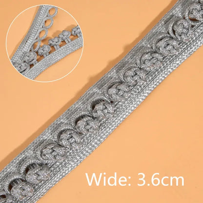 1 Yards Floral Embroidered Lace Ribbon DIY Apparel Sewing Fabric Gold Handmade Crafts Materials