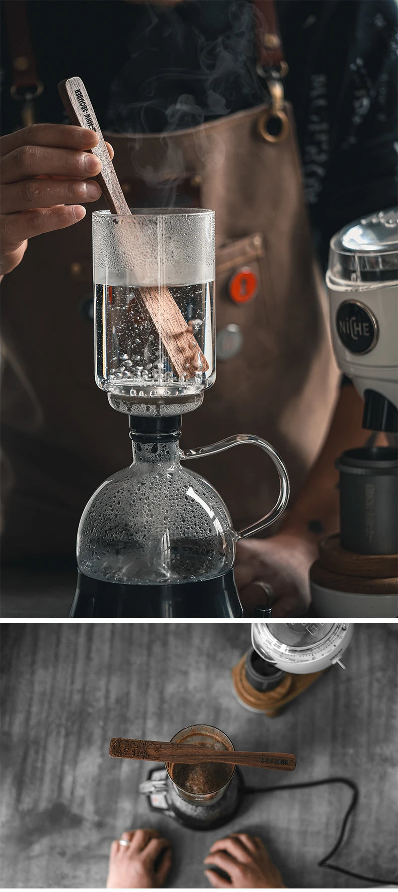 MHW-3BOMBER Durable Walnut Stirrers Vintage Solid Wood Textured Coffee Stirrers Exquisite Home Barista Kitchen Accessories