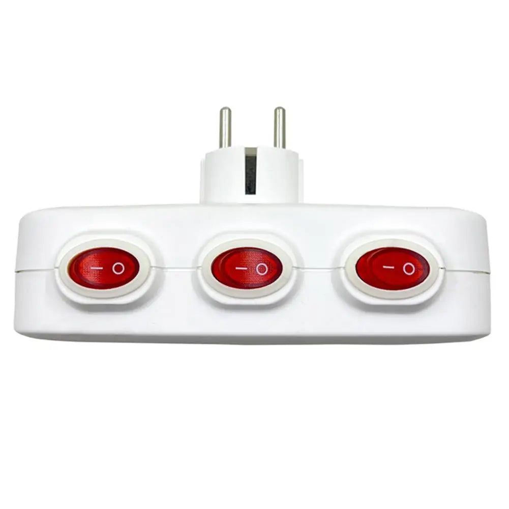 EU Electrical Sockets With ON/OFF Switch Euro Mounted 1 To 3 Way Germany Standard Extensions Adapter Power Plug Socket ﻿