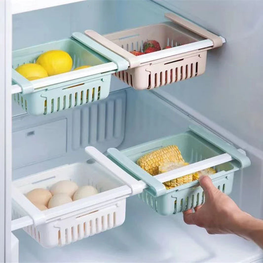 1Pc Refrigerator Storage Basket Flexible Expandable Fridge Organizer Drawer Storage Rack Storage Fresh Box Freezer Box Storage