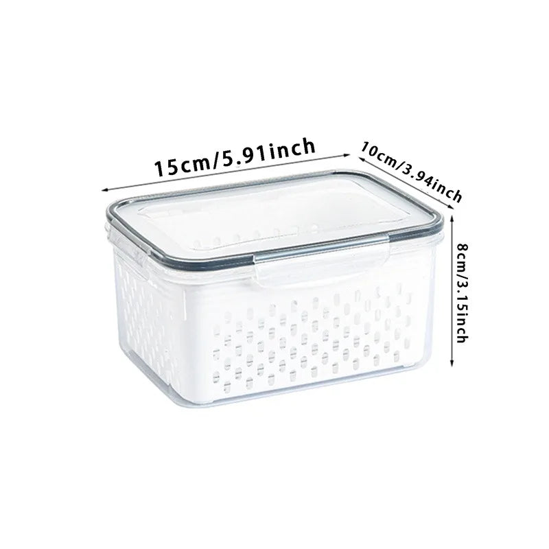 Refrigerator Storage Box Fridge Organizer Fresh Vegetable Fruit Boxes Drain Basket Containers Pantry Kitchen