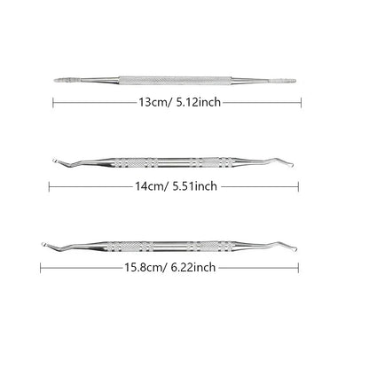 3Pcs Ingrown Toenail Correction Tool Set, Stainless Steel Double-Ended Nail Files, Paronychia Care, Foot Cleaning Tools