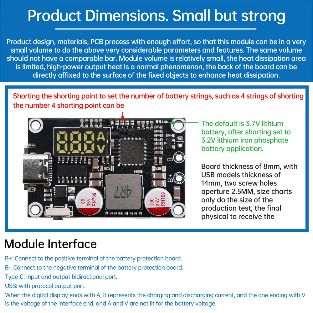 45W PD Mobile Phone Power Bank Charge Type-C USB Boost Charger Circuit Board Power Supply Accessory