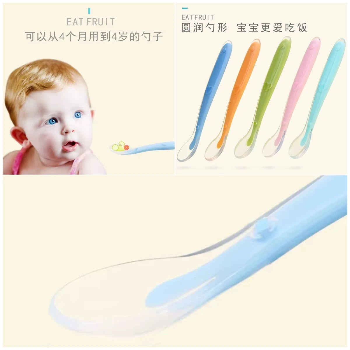 Silicone Soft Spoons for Baby Infant Feeder Spoons for Children Kids Soft Safety Feeding Spoons BPA Free Baby Utensils Flatware