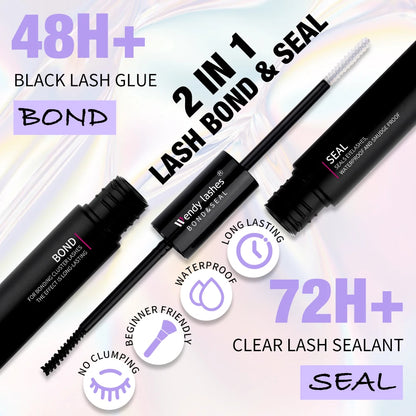 Wendy DIY Lash Extension Kit With 0.07 Thickness 280 PCS Lash Clusters Lash Bond And Seal Lash Glue Remover And Lash Tweezers