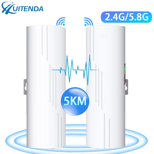 Huitenda Wireless WiFi Bridge 2.4GHz/5GHz Dual Band WiFi Extender Repeater Network Bridge Router 500m-5km Long Range Coverage