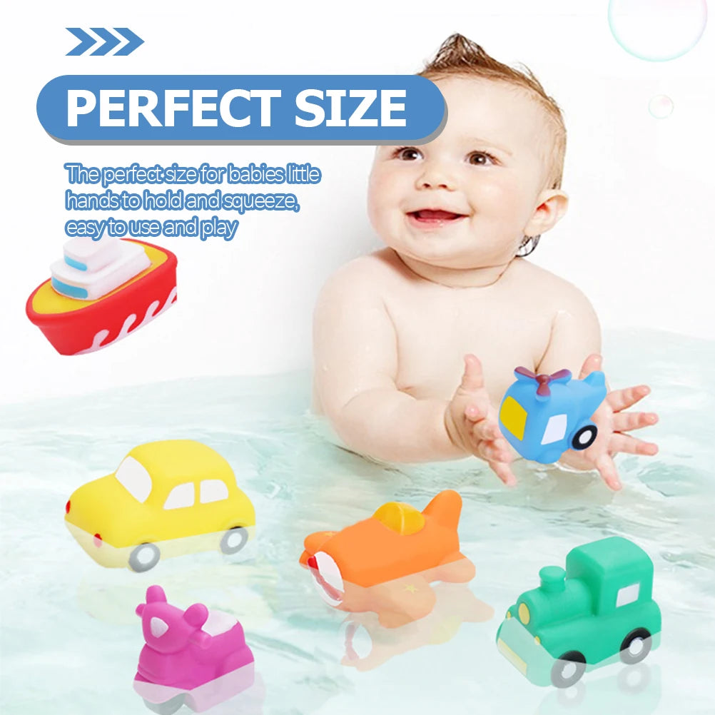 6pcs Cartoon Vehicle Baby Bathing Toys Swimming Water Toys Children Shower Toys Bathtub Toys Funny Gift