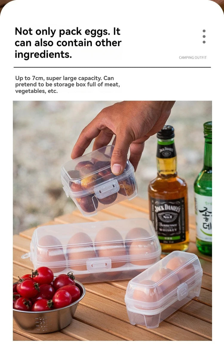 Egg Storage Box With Lid Kitchen Refrigerator Egg Box Egg Drop Rack Egg Storage Box Fridge Egg Organizer 3/4/8 Grid Egg Tray