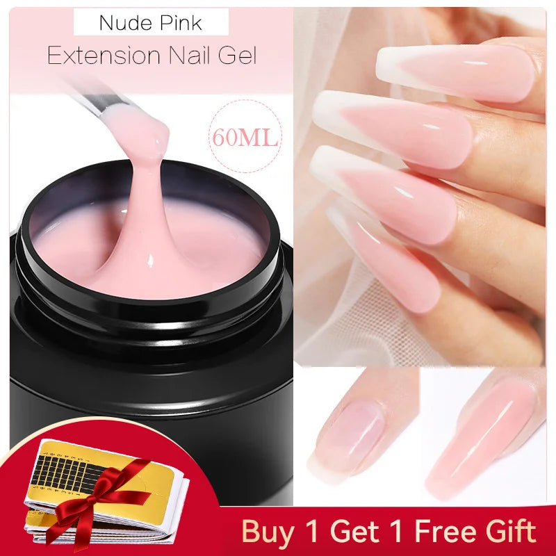 BORN PRETTY 60/30ml Hard Jelly Extension Nail Gel Polish French Nails Nude Pink White Clear Nail Supplies Gel for extension