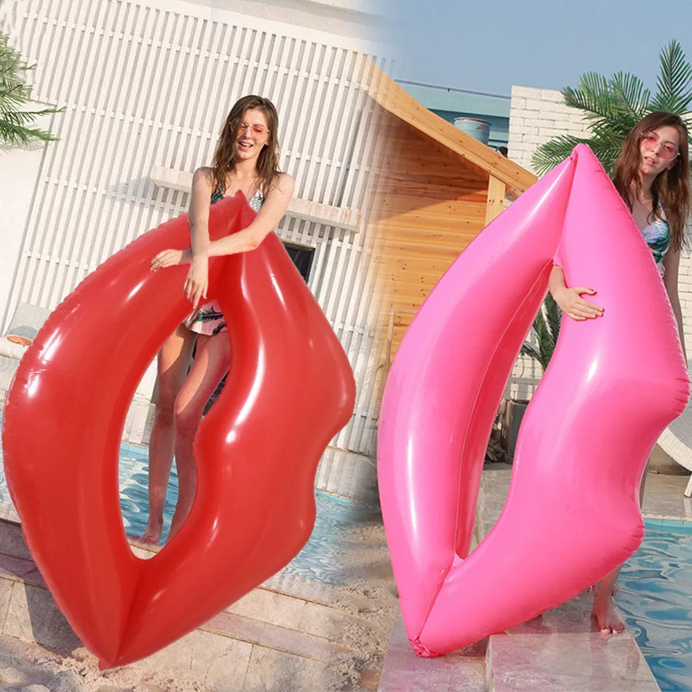 Red lip swimming ring Inflatable pool flash swimming ring swimming tool pool lifebuoy swimming pool float adult pool