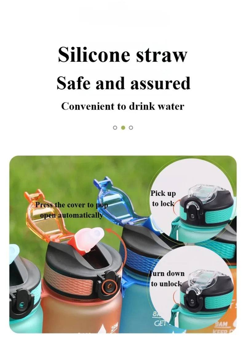 1L 1000ml Water Bottle Liter Stay Hydrated  Material Plastic Sport Bottle Reminder Times Sports Outdoor Fitness Office Running