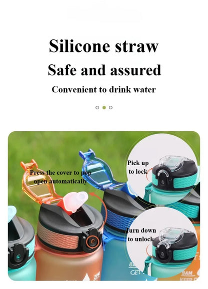 1L 1000ml Water Bottle Liter Stay Hydrated  Material Plastic Sport Bottle Reminder Times Sports Outdoor Fitness Office Running