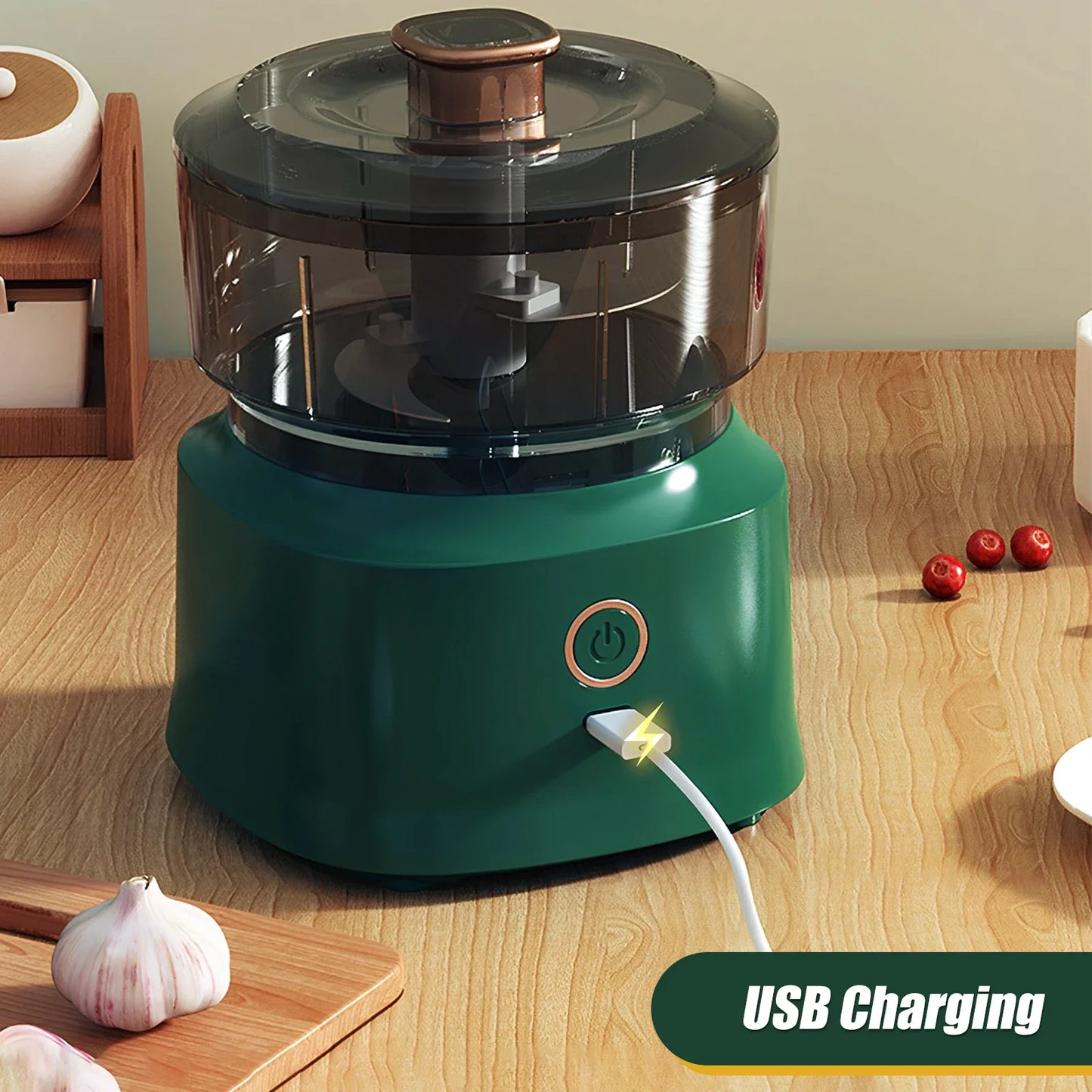 350ml Electric Garlic Chopper Mini Cordless Meat Grinder USB Rechargeable Vegetable Onion Chopper Small Electric Food Processor