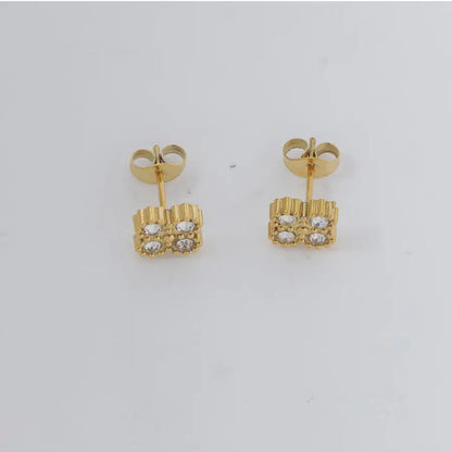 316L Stainless Steel Zircon Splicing Golden Flowers Necklace Earrings Women Girl Set New Trend Non-fading Jewelry Suit