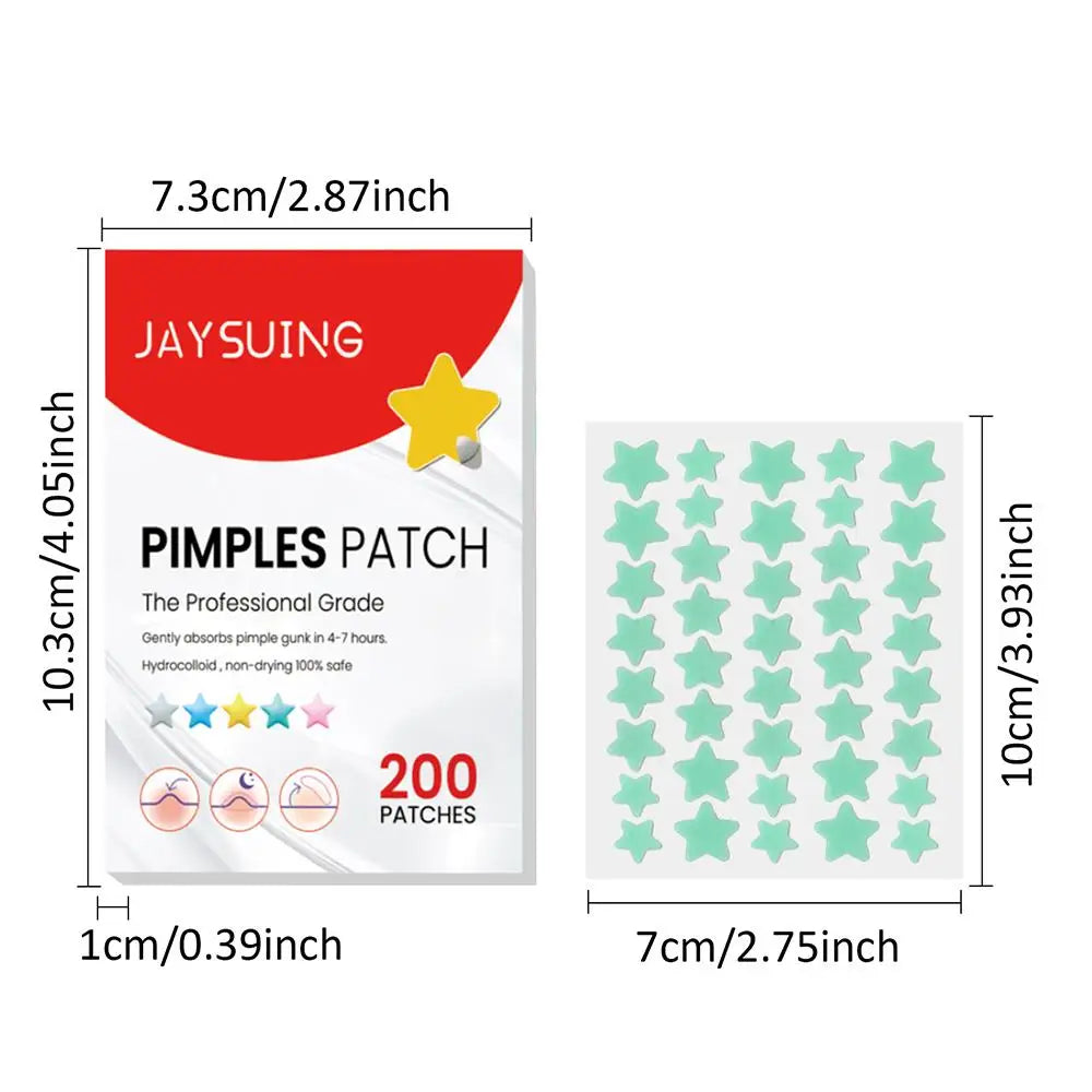 200pcs Star Shape Pimple Patches Colorful Hydrocolloid Pimple Healing Sticker Cute Strong Absorption Zit Patches Face Care
