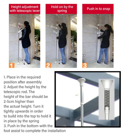 Household Flooring drying rack indoor telescopic pole drying rack Balcony Window Retractable drying rod Fixed Hanging Coat Racks