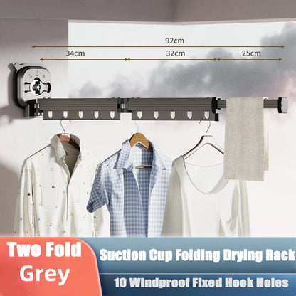 Retractable Clothes Hanger Wall Mounted No Punching Laundry Drying Rack Foldable Drying Racks Space Saving For Bathroom Balcony