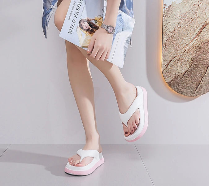 Woman Flip Flops Popular Design Shoes 2025 Trend Platform Casual Sandals Outdoor Non-slip Slippers Unique Features Flat Sandals