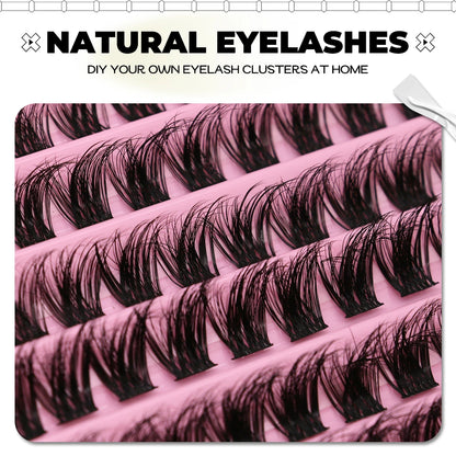 GROINNEYA DIY Lash Extension Kit Lash Clusters With Waterproof Strong Hold Lash Bond And Seal And Eyelash Tweezers Lash Cluster
