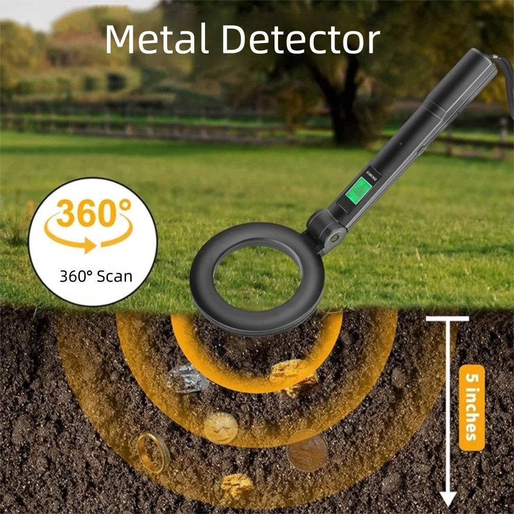 High Sensitivity Foldable Metal Detector Handheld 360 Degree Handheld Metal Scanner LCD Display Precise Location Metal Finder