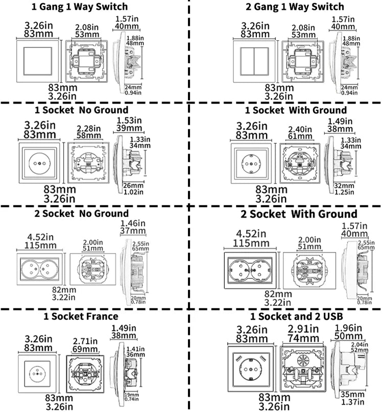 Silvery Electrical Outlets Power Sockets 250V EU Standard Wall Embedded Flame Retardant AC Not Ground Plugs Socket Paint Plastic