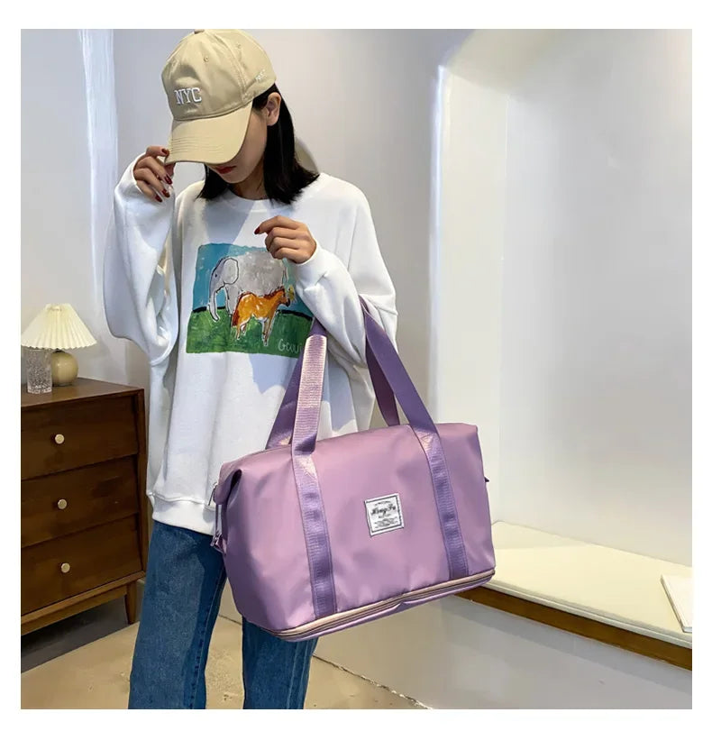 Carry On Travel Duffle Bag  Waterproof Sports Gym Tote Bags for Women Large Capacity Storage Luggage Handbag