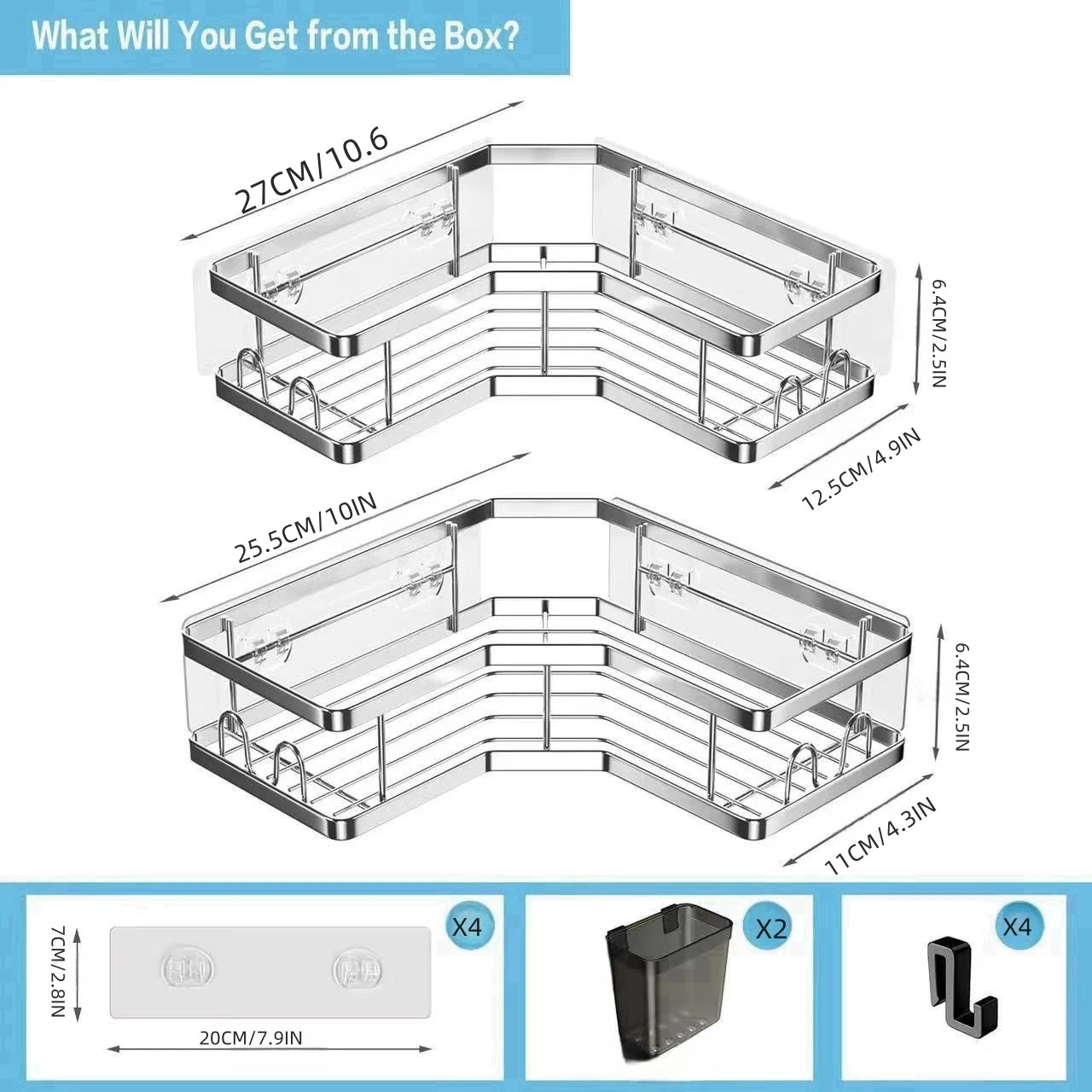 No Drilling Stainless Steel Triangle Double Layer Shelf for Bathroom Balcony Kitchen Corner Storage Space Saving Durable Design