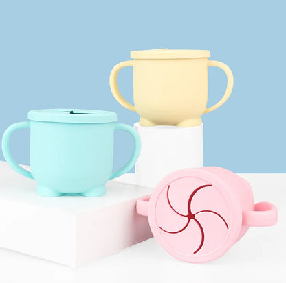 Kids Cup Silicone Food Storage Box Solid Color Baby Sippy Cup Portable Children Snacks Container with Lid Scale BPA Free 200ml