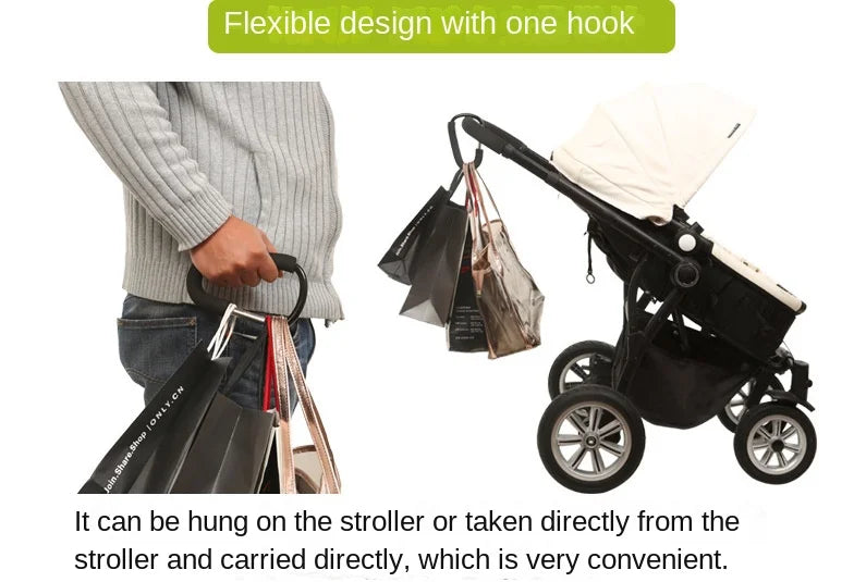 Baby stroller hook supermarket shopping hook large carabiner aluminum alloy large hook black size