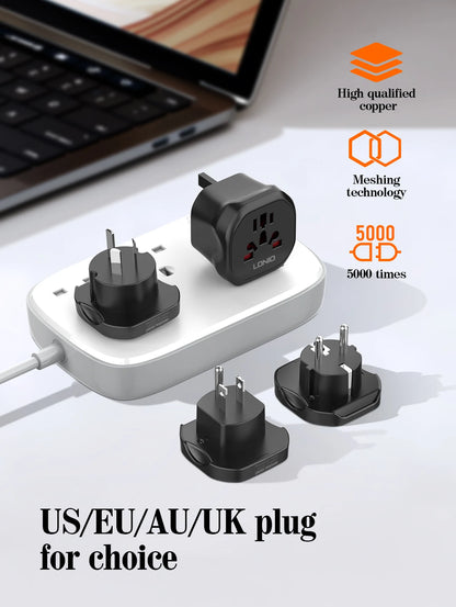 LDNIO Universal Travel Adapter EU Kr Plug Adaptor To Universal European To American Plug 48mm Converter For Travel Accessories