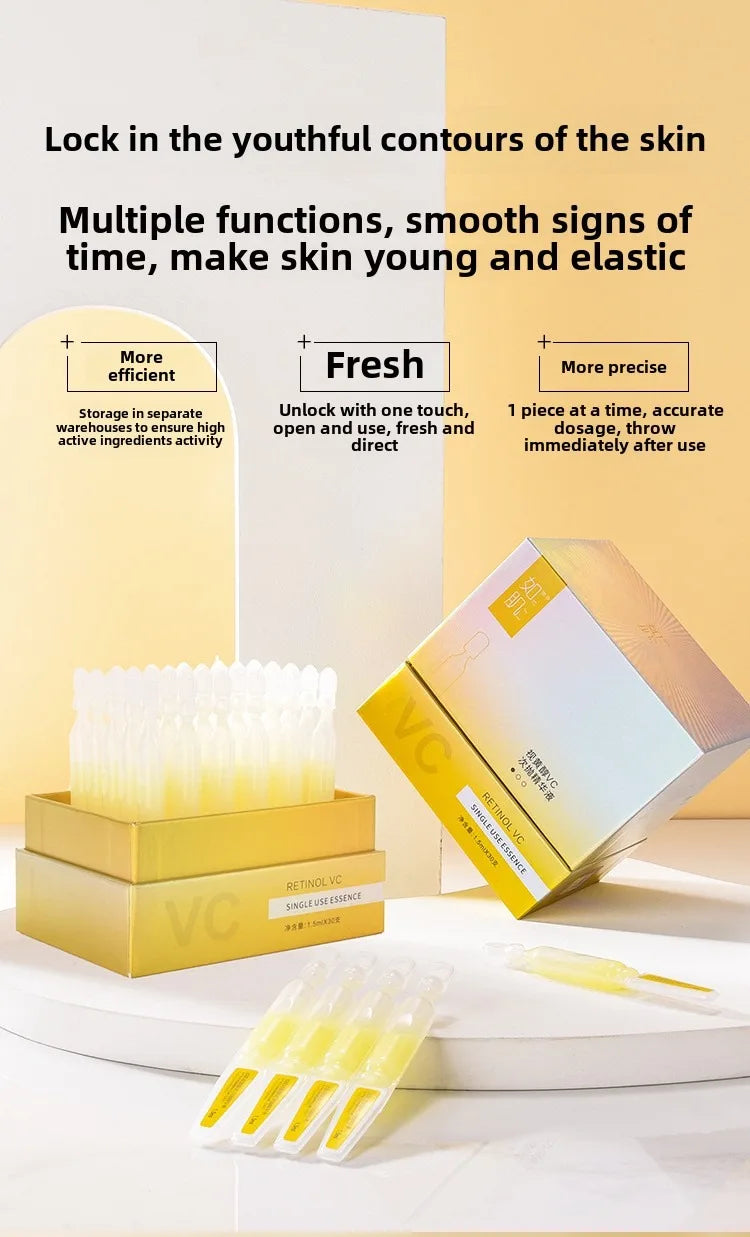 Vitamin C  Retinol Anti-Aging Serum - Brightening Face Treatment, Wrinkle Repair, Dark Spot Corrector, Single-Use Ampoule 30pcs