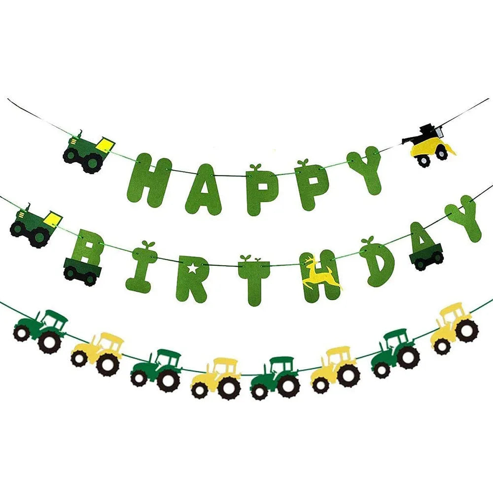 Farm Green Tractor Party Happy Birthday Banners Plates Napkins Tablecloths Farm Themed Birthday Party Supplies Decors