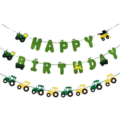 Farm Green Tractor Party Happy Birthday Banners Plates Napkins Tablecloths Farm Themed Birthday Party Supplies Decors