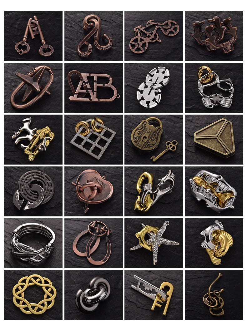 Key Lock Puzzles IQ Brain Teaser Quebra Cabeça Rompecabezas Metal Juegos De Ingenio Intellectual Toy For Adults Kids