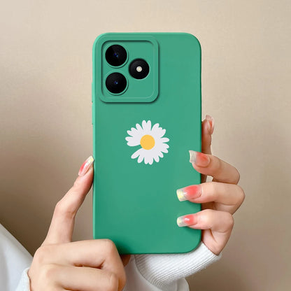 Case For Realme Note 50 Flower Painted Upgrade Lens Protection Soft Back Cover Model RMX3834 Liquid Silicone Phone Protectors
