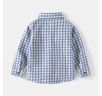 New Children's Clothes 2025 Kids Shirts With Collar Boys' Cotton Long Sleeved Baby Clothing Casual Top Plaid Blouse for Boy 2-7Y