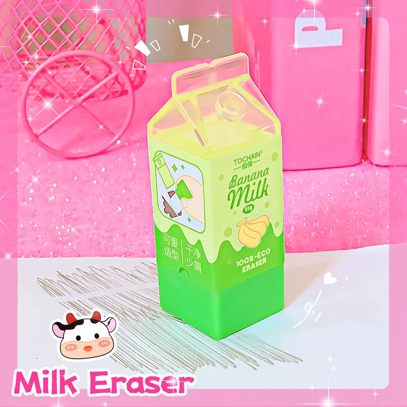 Kawaii stationery items School teacher gift Office Supplies classroom back to school Milk Carton Rubber Erasers cute things