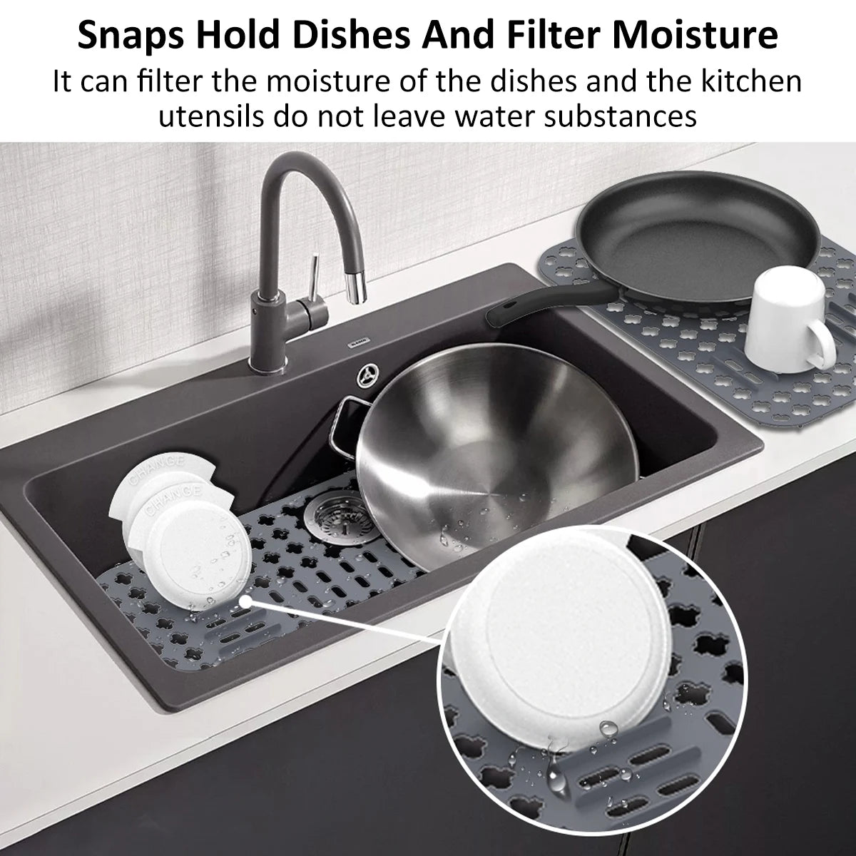 Silicone Sink Protector Heat-Resistant Anti-Slip Kitchen Sink Mats Sink Drainer Mat Reusable Sink Protector Mat for Kitchen