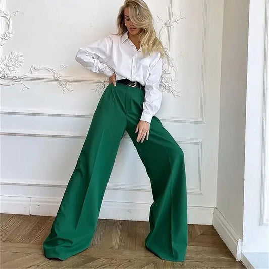 2025 New Women High Waist Casual Wide Leg Pants Long Palazzo Pants Trousers