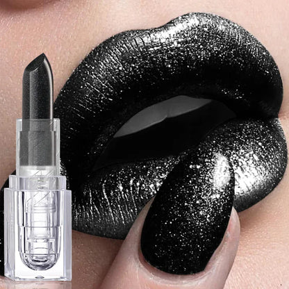 Shiny Black Lip Stain Black Halloween Lipstick Lipstick Tint Moisturizing Pearlescent Glossy Surface Lipstick Makeup