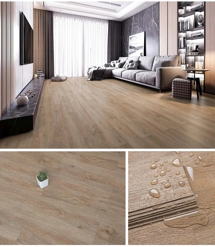 10PCS 40x15cm Thickened Self-adhesive Wood Grain Floor Wallpaper Bedroom Decoration Floor Stickers Home Decor Floor Wallpaper