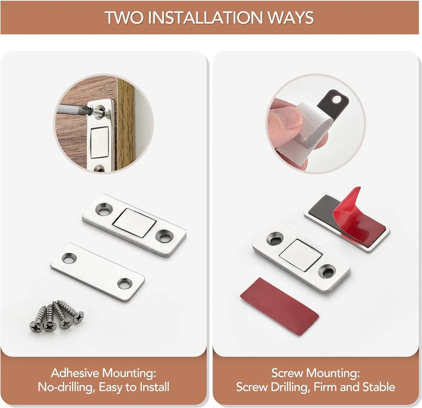 Magnetic Cabinet Catches Ultra Thin Door Strong Magnets Stopper Invisible Adhesive Drawer Magnet Lock for Kitchen Closet Closer