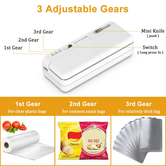 Plastic Bag Sealer Mini Portable Sealing Machine Handheld Package Sealer Rechargeable Plastic Bag Heat Sealer for Packaging Food