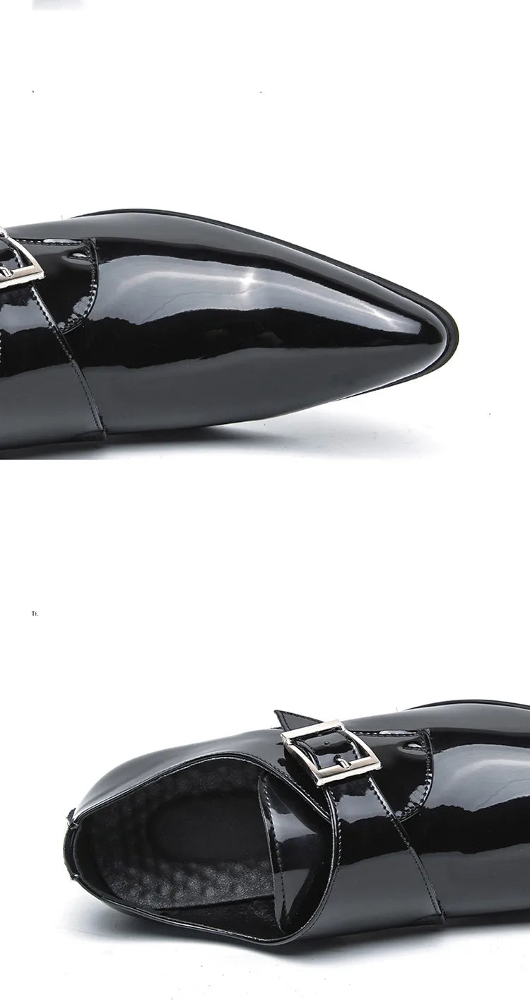 Luxury Black High Heel Men's Shoes Fashion Moccasin For Men Wedding Shoes Casual Dress Leather Pointed Toe Shoes Man Oxford Shoe