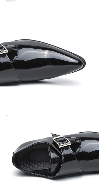 Luxury Black High Heel Men's Shoes Fashion Moccasin For Men Wedding Shoes Casual Dress Leather Pointed Toe Shoes Man Oxford Shoe