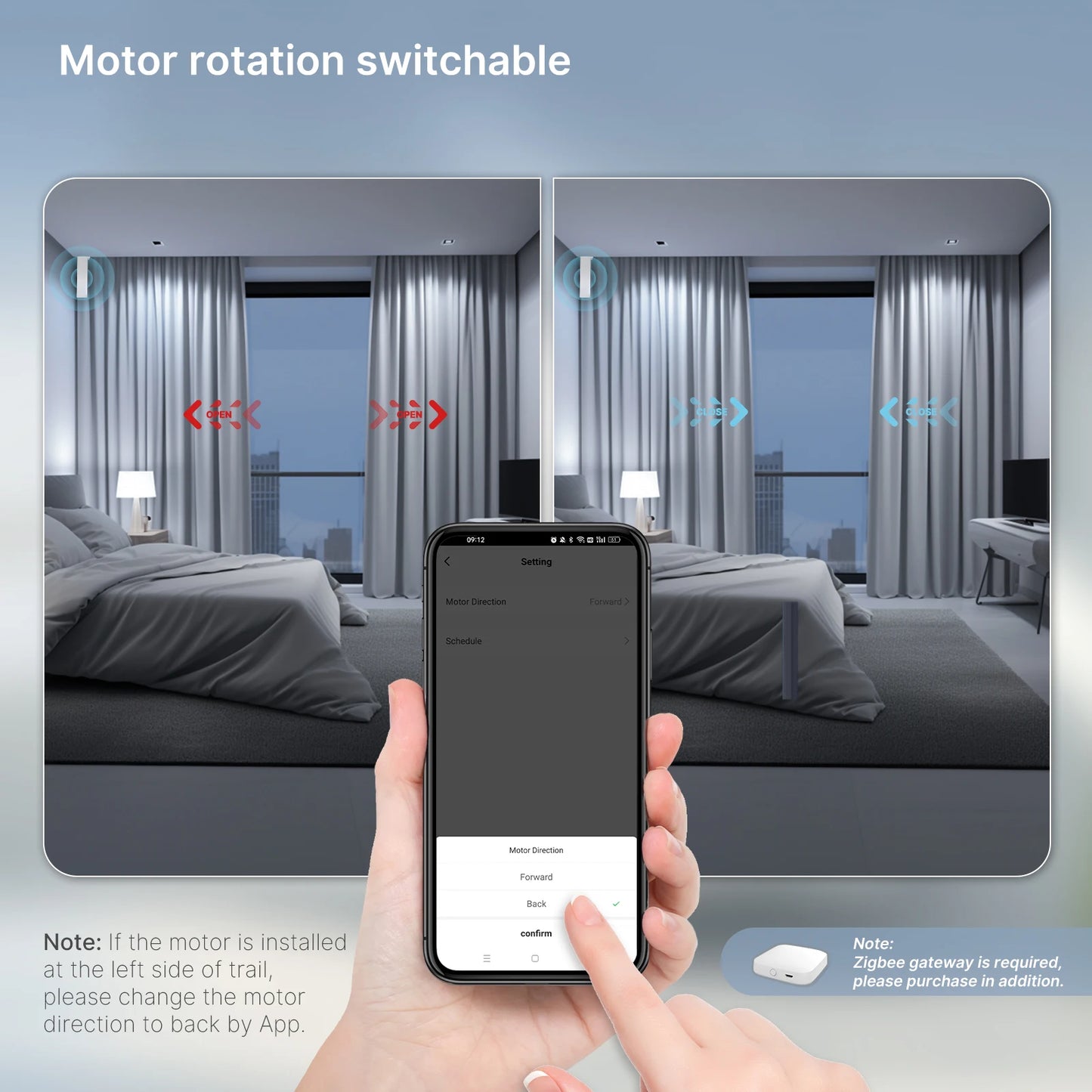 MOES WiFi/Zigbee Smart Curtain Motor Electric Curtain Opener Super Silent For Curtain Track Remote Control Compatible with Alexa