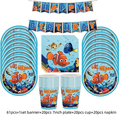 Finding Nemo Birthday Party Decoration Children Party Balloons Disposable Tableware Plates Napkins Cup Tablecloth Party Supplies