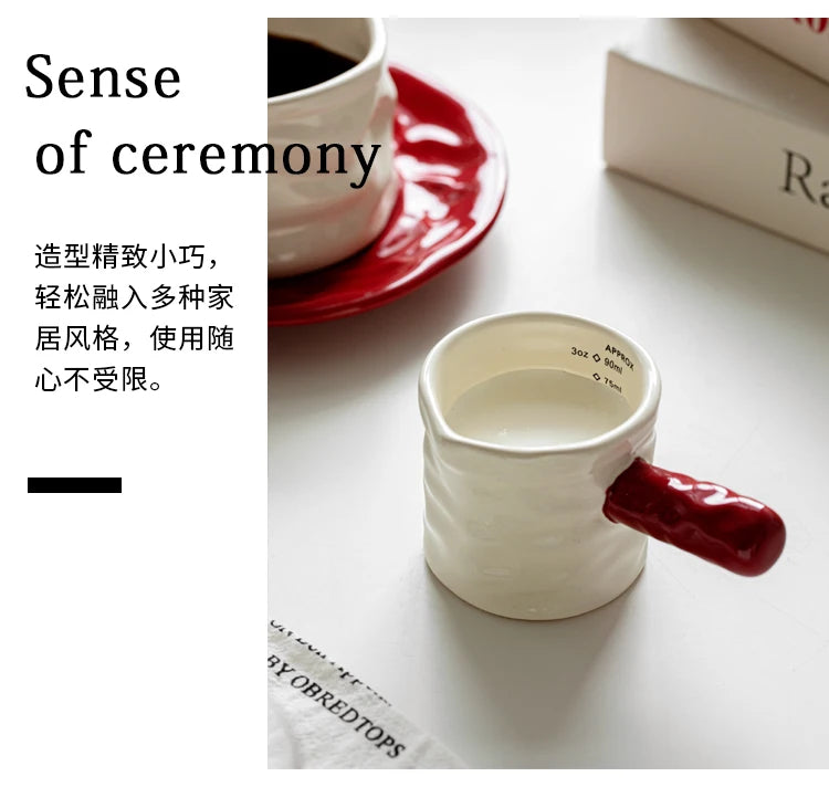 3oz/90ml Milk Jug Espresso Cup with Scale Fine Ceramic Coffee Measuring Cup Extraction Cup Milk Jug
