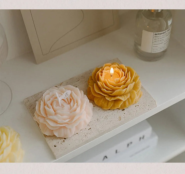 Peony Scented Candles, Handmade DIY Mini Floral Candles for Valentine's Day Gifts